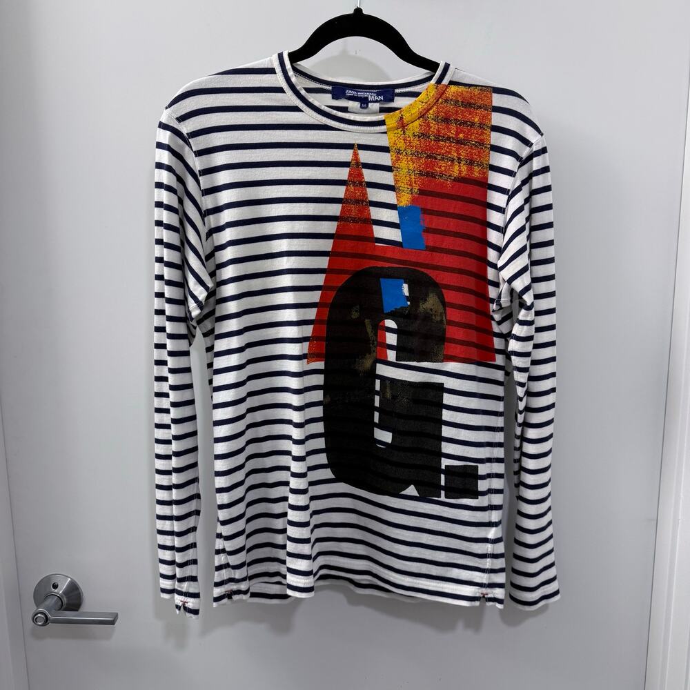 Junya Watanabe Comme des Garçons MAN Striped Graphic Long Sleeve Shirt AD2017